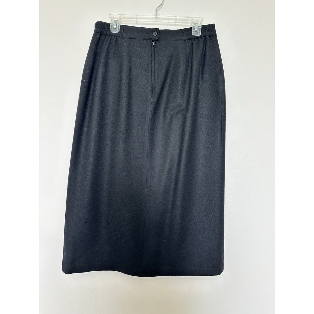 Sag Harbor Wool Vintage Skirt Size 16 Black Long Woolmark Back Slit - Picture 4 of 7